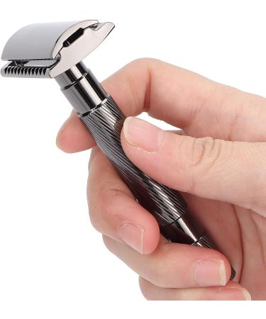 Ankroyu Safety Razor - Double Edge Men's Razor | Vintage Style Manual Razor with Zinc Clear Edge (Black) - Premium Hygiene for International Shipping - Buy Online on GoSupps.com