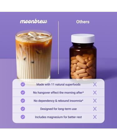 MoonBrew Nighttime Magnesium Vanilla Latte Mix Natural Sleep Aid Drink Mix for Adults - Calming Melatonin-Free Sleep Support Powder with Magnesium Glycinate L-Theanine Chamomile & Zinc - Buy Online on GoSupps.com