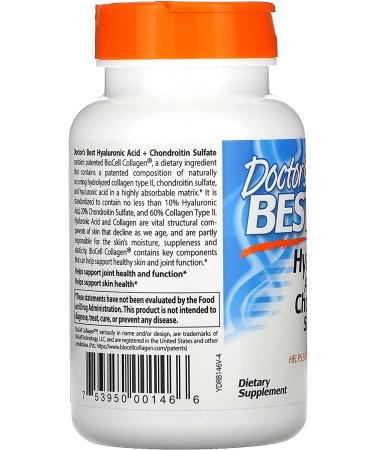 Doctor's Best Hyaluronic Acid + Chondroitin Sulfate - 60 Veggie Caps for Joint Health - Buy Online on GoSupps.com