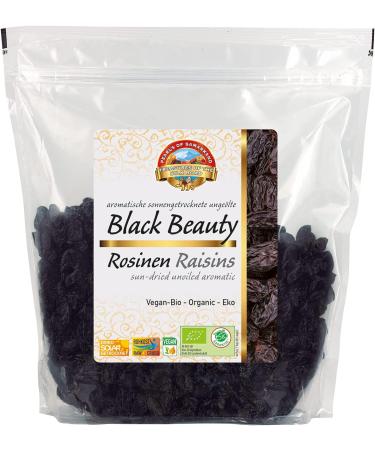 Organic Raisins "Black Beauty" 1kg Raw Sun-Dried Unsweetened and Unsulphured Black Raisins - Buy Online on GoSupps.com