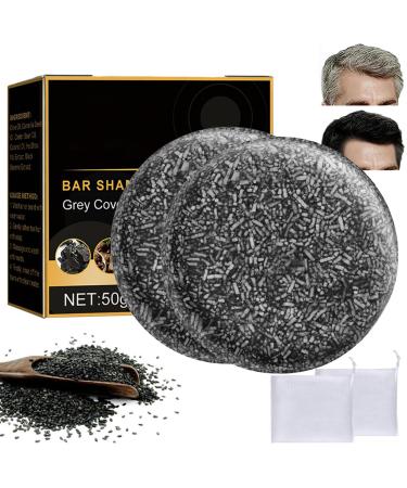 2 Pieces Anti Gray Bar,Anti Grey Bar,Anti-Gray Bar,Anti Gray Bar for Men, black soap for deep cleaning hair, black soap against gray hair (With Foaming Net × 2)