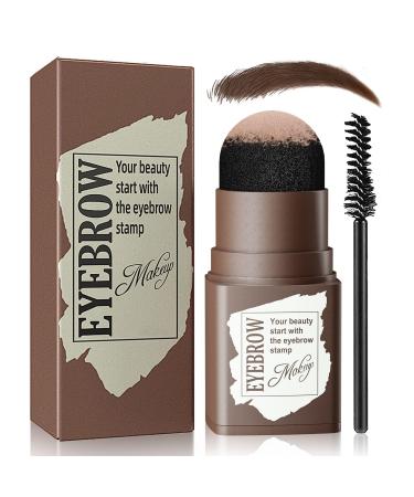 Eyebrow Stamp and Eyebrow Stencil Kit Eyebrow Powder with 24 Reusable Eyebrow Stencils Kit for Beginners to Natural Brow 1 Step Brow Stamp Kit Smudge-Proof & Long-lasting & Waterproof (Medium Brown)
