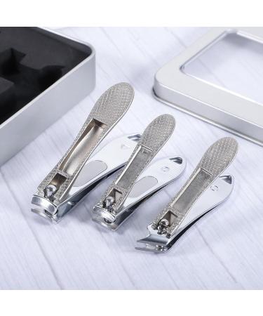 3Pcs Heavy Duty Stainless Steel Nail Clippers Set with Box - Ultra Sharp Toenail Clippers for Thick Fingernails & Toenails - Men and Women - Silver - Buy Online on GoSupps.com