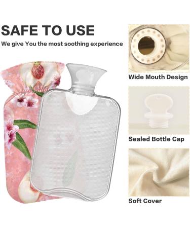 Naanle Peach Cherry Floral Heat Bottle with Cover - 2L Transparent Hot Water Bottle for Pain Relief Bed Warmer & Cold Therapy - Buy Online on GoSupps.com