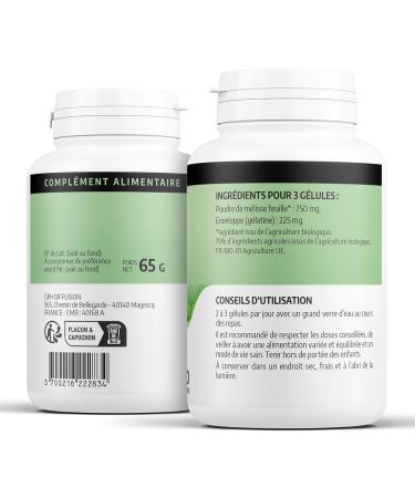 Lemon Balm 250 mg - 200 Capsules - Ecocert Certified - Buy Online on GoSupps.com