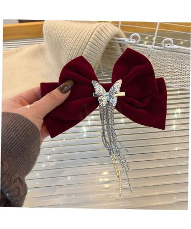 DRESSOOS tassel hair clip Girl Bow Hairpin big bow red bow hair clip crystal bow hair clip Hair Bows for Girls hair barrettes for girls Hair Bowknot Clip rhinestones Miss set copper - Buy Online on GoSupps.com