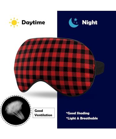 Red & Black Buffalo Plaid Sleep Mask for Men & Women | Adjustable Strap Eye Cover for Blocking Light | Ideal for Sleep, Travel, and Naps - Buy Online on GoSupps.com