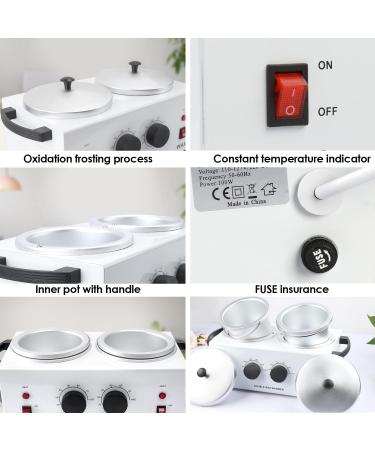 Double Wax Warmer For Hair Removal Waxing Kit For Women & Men Hard Wax Kit Wax Machine For Hair Removal Dual Wax Pot Warmer Professional Adjustable Temp Waxing Kit For Full Body Facial Home Salon (White - Double Pot) - Buy Online on GoSupps.com