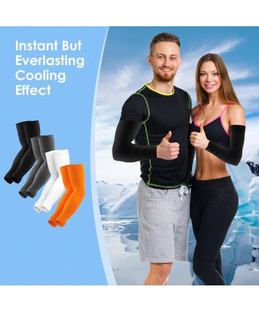 Feugoant Compression Arm Cups for Men & Women - UV Protection Cooling Sports Sleeves (4 Pairs) - Black White Gray Orange - Laundry Bag Included - Buy Online on GoSupps.com