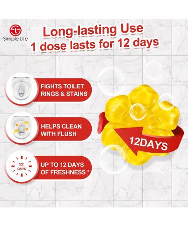 Simple Life Fresh Flower Stamp Toilet Gels Variety Pack - 32 Stamps, Pack of 4 - Limescale & Stain Removal with Air Freshening Scent - Deodorizing Clean - Blue & Yellow - Buy Online on GoSupps.com