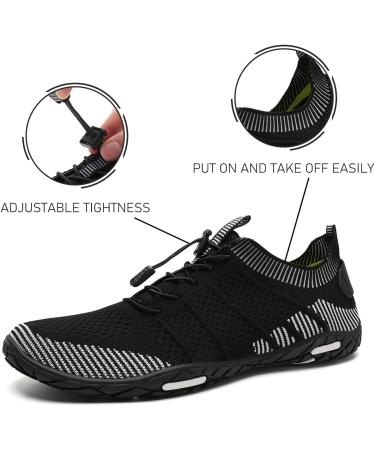 Men's & Women's Bathing Shoes - Barefoot Water Shoes for Beach Surfing Diving & Fitness - EU Size 44 - Black & White - Buy Online on GoSupps.com
