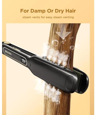 Wavytalk Wet to Straight Titanium Flat Iron - 1.7 Inch Professional Straightener with Dual Voltage & 50% More Protection - Black - Buy Online on GoSupps.com