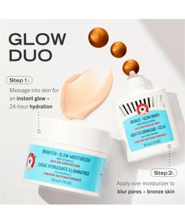 First Aid Beauty - Bronze + Glow Drops with Niacinamide Visibly Evens Skin Tone Blurs Pores and Hydrates for 24 hours with a Bronze Kiss of Color Non-Comedogenic Safe for Sensitive Skin 1 oz Bronze + Glow Drops 1 Fl Oz  - Buy Online on GoSupps.com
