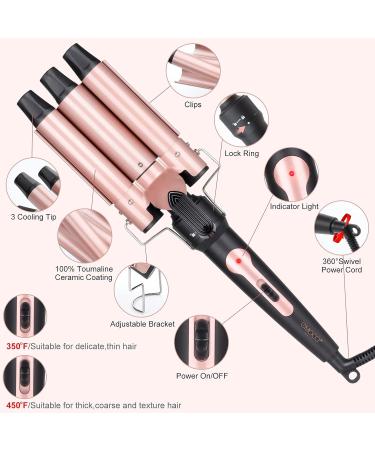 5 In 1 Curling Wand Set-Hair Waver Curling Iron 3 Barrel Triple Crimper Tool Beach Waves with 3/4-1 1/4 inch 5 Interchangeable Barrels Hair Curler for Women Hairstyles(Rose Gold) - Buy Online on GoSupps.com