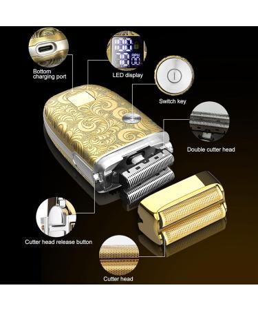 Double Floating Cutter Metal Hair Grooming Trimmer for Men Smooth Shaving Portable Size with Carved Patterns - Buy Online on GoSupps.com