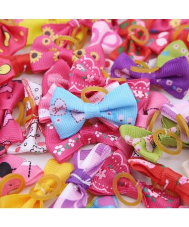 50 Pcs Assorted Dog Hair Bows with Elastic Rubber Bands Cute Patterns Hair Grooming Accessories for Small Dog Cat Puppy - Buy Online on GoSupps.com