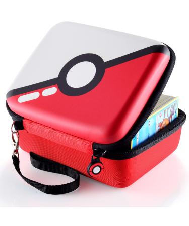 JoyHood Carrying Case for PTCG Cards Durable Card Storage Box Holder fits Magic MTG Cards Trading Card Storage Case Holds 400+ Cards Ideal Gift for Kids (Red-White Ball)