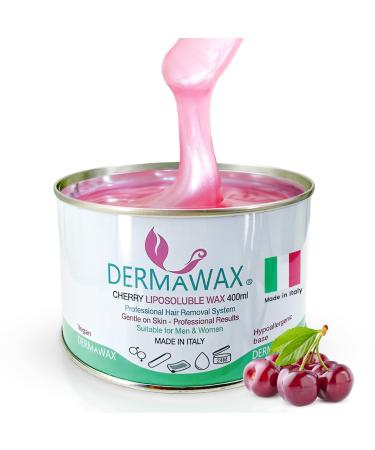 Dermawax Cire Ti de Cerise 400 g Cire d pilation Synth tique Liposoluble avec Bandes Texture Cr meuse Professionnelle pour Jambes Bras Dos & Torse Made in Italy