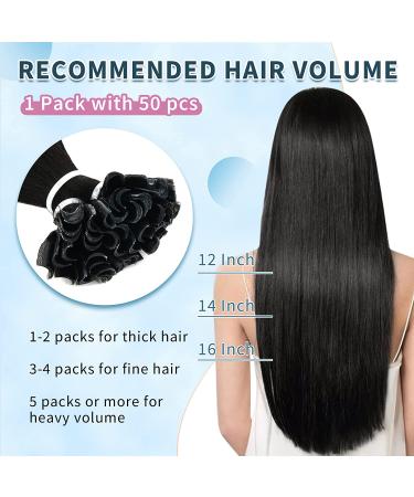 Neitsi U Tip Human Hair Extensions 12 Inch 50 Strands | Pre Bonded Keratin Black Brown Straight Silky | Real Natural Hair Extensions - Buy Online on GoSupps.com