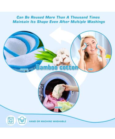 Samtone Reusable Makeup Remover Pads 20 Pack with Laundry Bag - Organic Face Cleansing Rounds for Toner - Washable Eco-Friendly Bamboo Cotton Pads (8cm) - Buy Online on GoSupps.com
