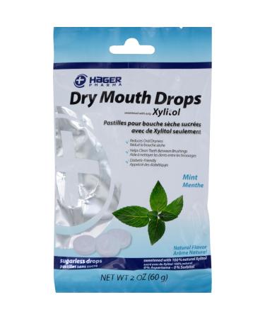 Hager Pharma Dry Mouth Drops - Mint - Gluten Free - 2 oz (Pack of 2)