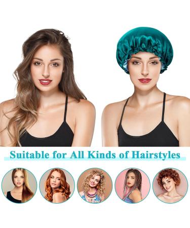 Kiiwah Satin Bonnet Set - 2 Piece Double Layer Sleeping Hood | Adjustable Silk Sleep Cap for Hair Protection - Black & Blue - Buy Online on GoSupps.com