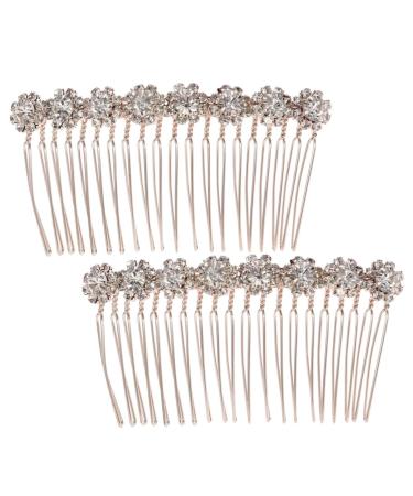 Beaupretty Flower Hairpin Comb Hair Barrettes Hair Clip Rhinestone Bobby Pins Comb Hair Pin Bride Headgear Korean Version Flower Hair Clip Comb