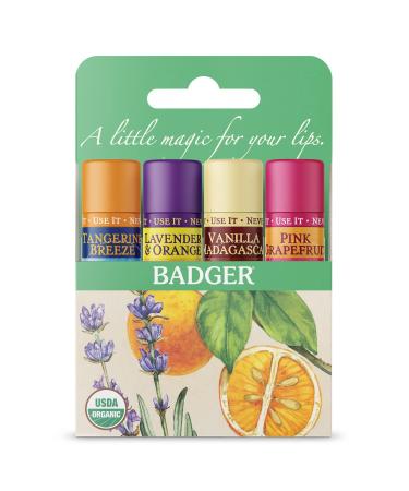 Badger Company Organic Classic Lip Balm Sticks Green Box 4 Lip Balm Sticks .15 oz (4.2 g) Each
