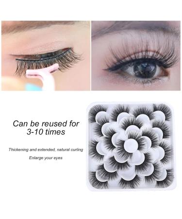 Natural 3D Fake Eyelashes - 10 Pairs of Thick Fluffy Long Synthetic Fiber Lashes for Women - Buy Online on GoSupps.com