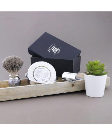 Old-School Complete Shaving Set for Men | Pure Black Badger Brush DE Safety Razor Engraved Bowl & Soap - International Shipping Available - Buy Online on GoSupps.com