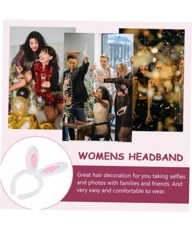 MAGICLULU Headband Animal Decor Stuffed Bunnies Easter Bunny Ears Dress for Girl Stuffed Bunny for Hair Bands Tiara Girl Hair Accessory White Decorations Women's Plush Rabbit Ears 28X13CM White - Buy Online on GoSupps.com