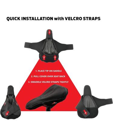 LuxoBike Gel Padded Bike Seat Cover for Men - Extra Soft Cushion Pad for Cycling, Spinning & Exercise - Black - Buy Online on GoSupps.com