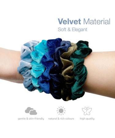 Basic Sense Velvet Skinny Scrunchie Durable Small Hair Ties Elastic Scrunchies Ponytail Holder Scrunchy for Women Girls Blue Assortment Blue & Green Assortment - Buy Online on GoSupps.com