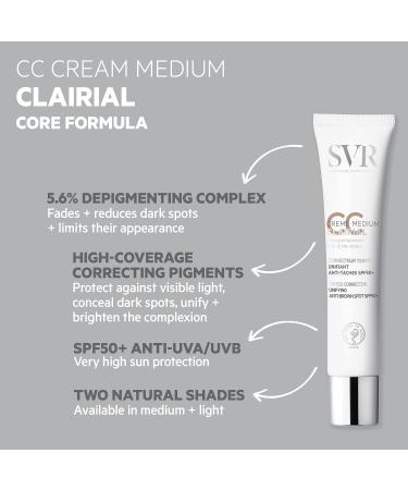 SVR CLAIRIAL CC Cream SPF50+ 3-in-1 Tinted Brown Spot Corrector 40ml Medium - High UVA UVB Protection - Buy Online on GoSupps.com