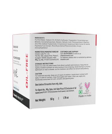 Oil Control Face Moisturiser with 0.5% Salicylic Acid | Mineral Oil & Petroleum Free | 50 gm - Perfect for Acne Prone Skin - Buy Online on GoSupps.com