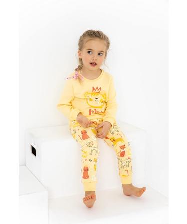 Artie Baby Girls 100% Cotton Long Sleeve Pyjamas for Kids | Set of 2 Footless Pajamas | Comfortable Nightwear for Children 12M-8Y | 5-6 Years, Yellow - Buy Online on GoSupps.com