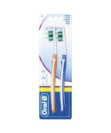Oral-B 1 2 3 Classic Care Normal Head Toothbrush 40 medium twin pack 2 pieces - Buy Online on GoSupps.com