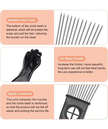 Afro Pick Comb Metal Pick Comb Plastic Afro Pick Hair Comb Wide Tooth Hair Pick Comb Metal Hair Coloring Comb Wig Braid Comb Hairdressing Styling Tool for Curly Hair Style Black (Classic Style) Black 23 centimeters - Buy Online on GoSupps.com