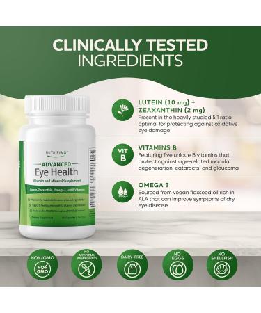 NutrifyMD Advanced Eye Health Vitamin and Mineral Supplement with Lutein Zeaxanthin Omega-3 and B Vitamins - 60 Capsules - Buy Online on GoSupps.com