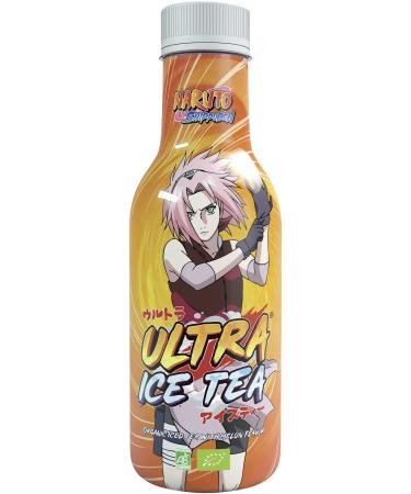 Ultra Ice Tea Bio iced tea-vegan black tea drink with the Naruto character Sakura-refreshing melon taste-1 x 500 ml disposable