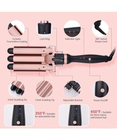 Rofawee 5-in-1 Curling Iron Set Curling Wand with 3 Barrel Hair Crimper Iron and Interchangeable 4 Curling Irons Hair Waver with 2-LED Temp Control for All Hair Types Glove & 2 Clips - Buy Online on GoSupps.com