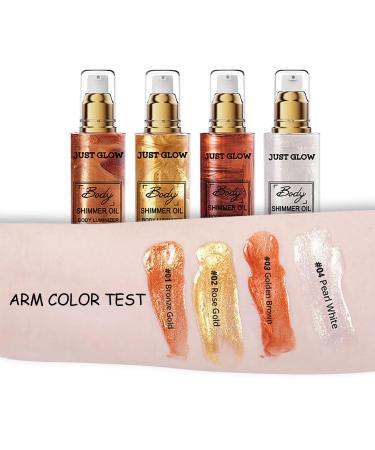 Shimmer Body Oil - Waterproof Liquid Luminizer for Face & Body | Gold Glow Illuminator & Moisturizer | Highlighter Makeup (1 Count - Buy Online on GoSupps.com