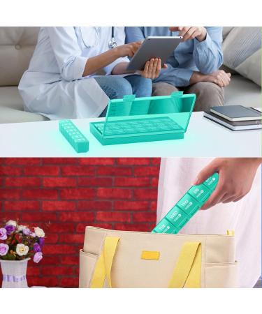 Annwer Large Monthly Pill Organiser 28 Day Pill Box Organizer by Week Large 4 Weeks One Month Pill Cases with Dust-Proof Container for Pills/Vitamin/Fish Oil/Supplements-Cyan - Buy Online on GoSupps.com