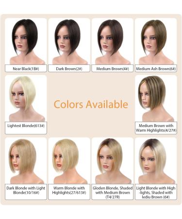 10 Inch Human Hair Topper for Thinning Hair Women - 4/27# Medium Brown with Warm Highlights - Buy Online on GoSupps.com