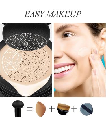Mushroom Head Air Cushion Foundatio CC Cream Moisturizing Liquid Foundation Concealer Cover Lasting Brightens for Face & Neck Even Skin Tone Base BB(Ivory) - Buy Online on GoSupps.com