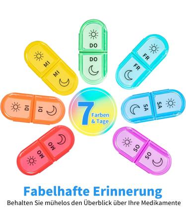 7-Day Tablet Organizer Box - Portable Pill Dose Case with 14 Compartments - Ideal for Medications on the Go - Blue - Buy Online on GoSupps.com
