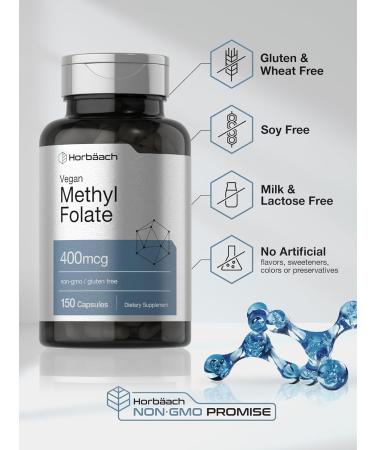 Horb ach Methyl Folate 400 mcg | 150 Vegan Capsules | Non-GMO Gluten Free | Dietary Supplement - Buy Online on GoSupps.com