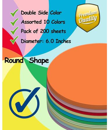 Ezyaid 6 Inch Construction Paper Circles - 200 Assorted Color Sheets for Kids Arts & Crafts - Buy Online on GoSupps.com