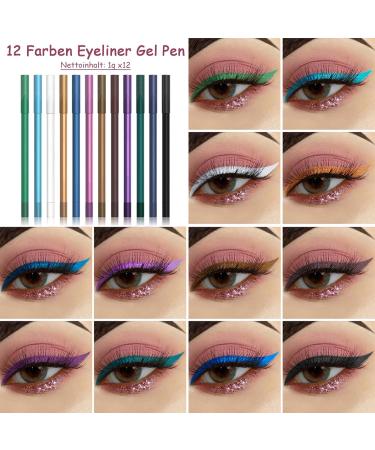 EONFAVE Matte GelEyeliner Set 12 Colors Waterresistant Kajal Pens Smooth and Smudgeproof and Longlasting Cream Pen with High Color Rendering for Colorful Eye Makeup - Buy Online on GoSupps.com