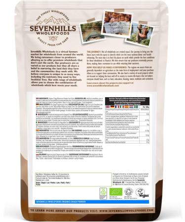 Sevenhills Wholefoods Organic Chaga Mushroom Powder 100g - Pack of 1 | Premium Quality Superfood - Buy Online on GoSupps.com